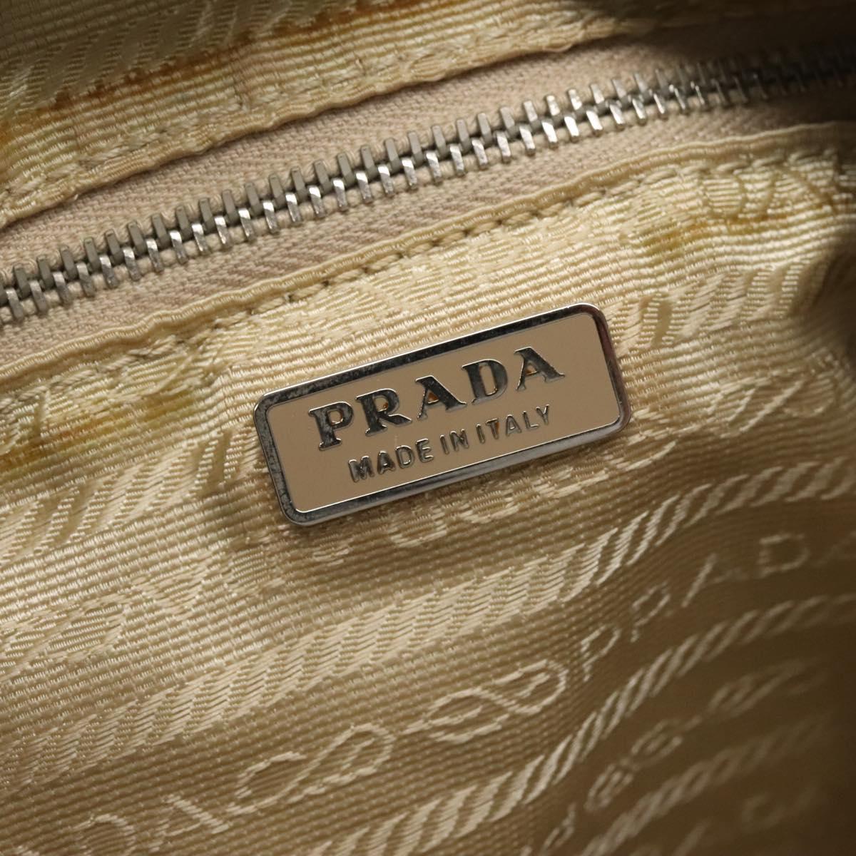 PRADA Shoulder Bag Nylon Leather Brown Silver Auth 132575