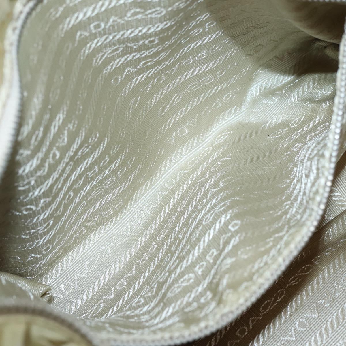 PRADA Shoulder Bag Nylon Leather Brown Silver Auth 132575