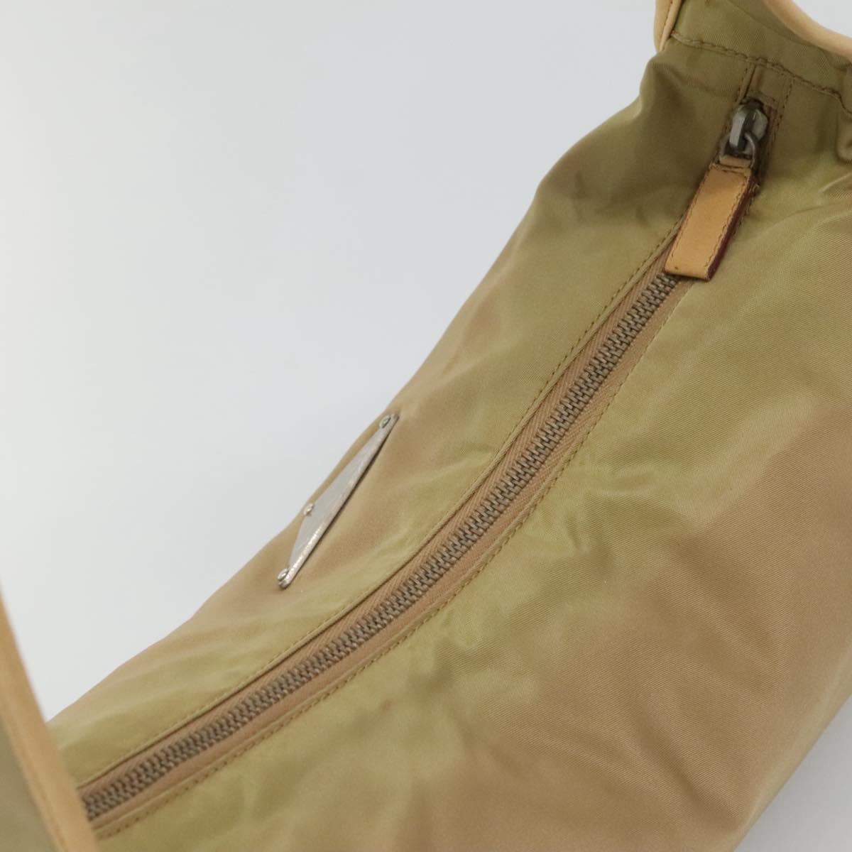 PRADA Shoulder Bag Nylon Leather Brown Silver Auth 132575