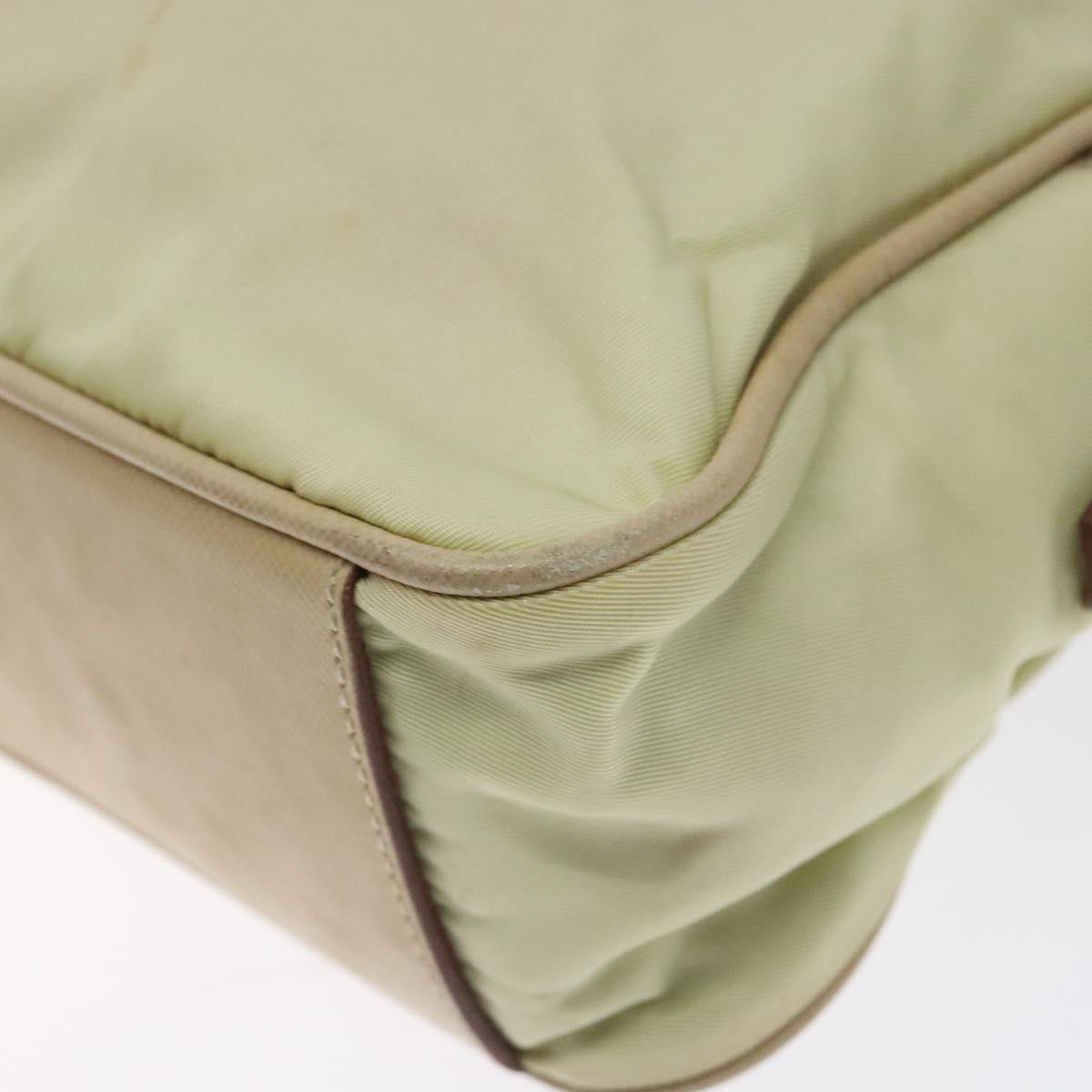 PRADA Hand Bag Nylon Beige Gold Auth 132576