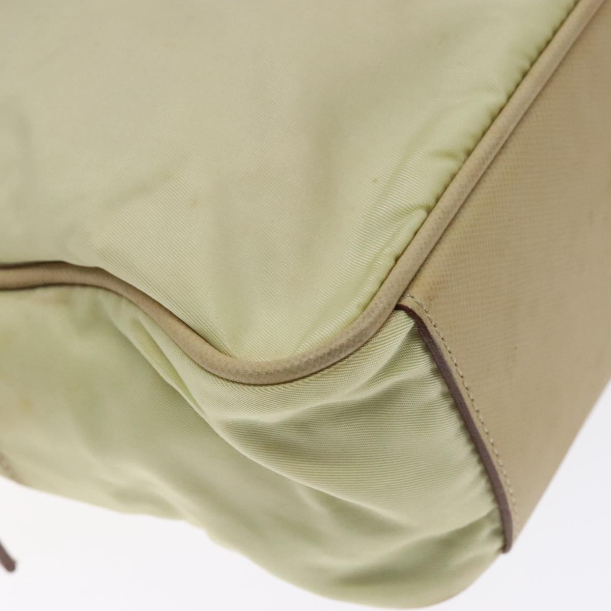 PRADA Hand Bag Nylon Beige Gold Auth 132576