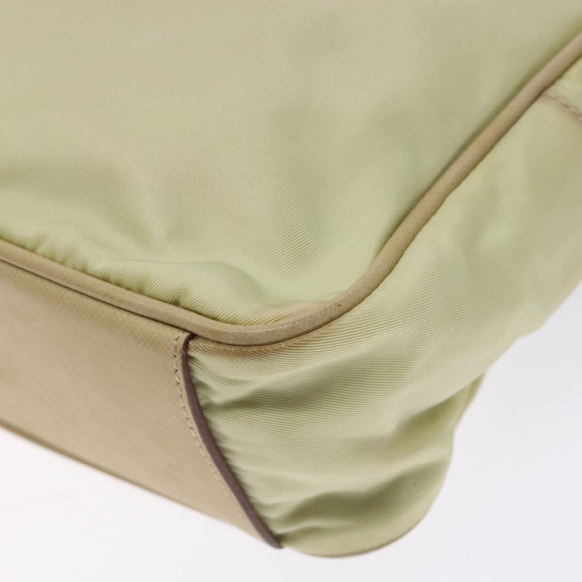 PRADA Hand Bag Nylon Beige Gold Auth 132576