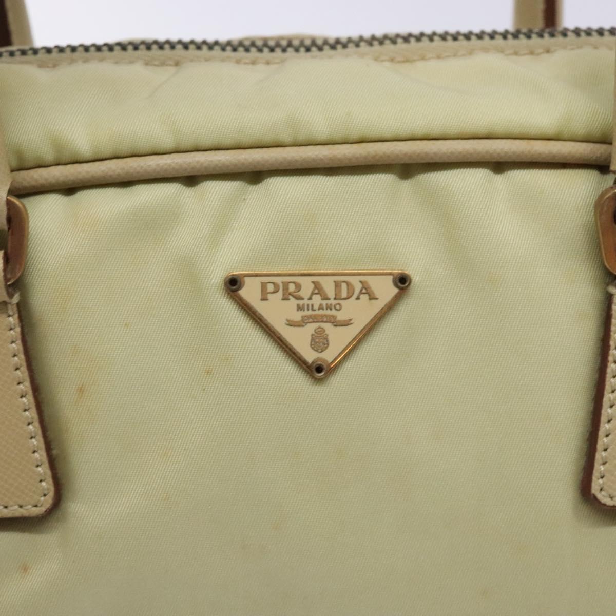 PRADA Hand Bag Nylon Beige Gold Auth 132576