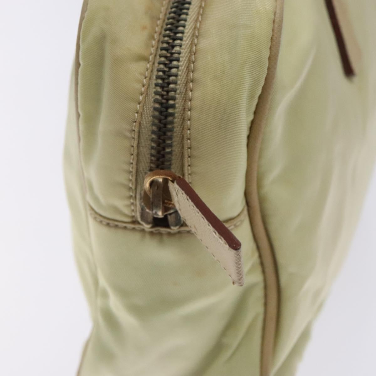 PRADA Hand Bag Nylon Beige Gold Auth 132576