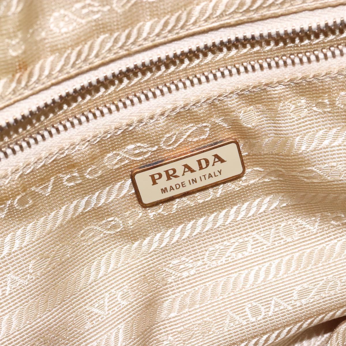 PRADA Hand Bag Nylon Beige Gold Auth 132576