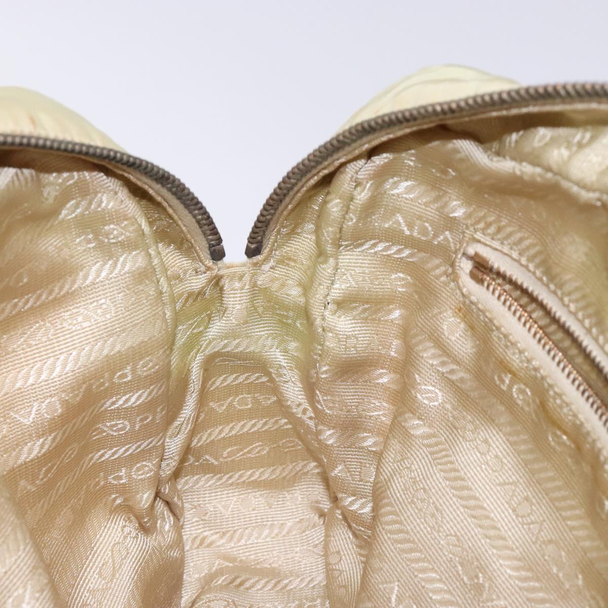 PRADA Hand Bag Nylon Beige Gold Auth 132576