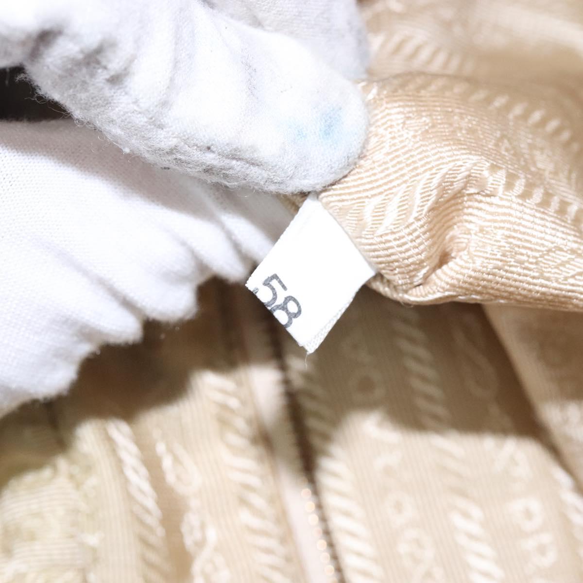 PRADA Hand Bag Nylon Beige Gold Auth 132576