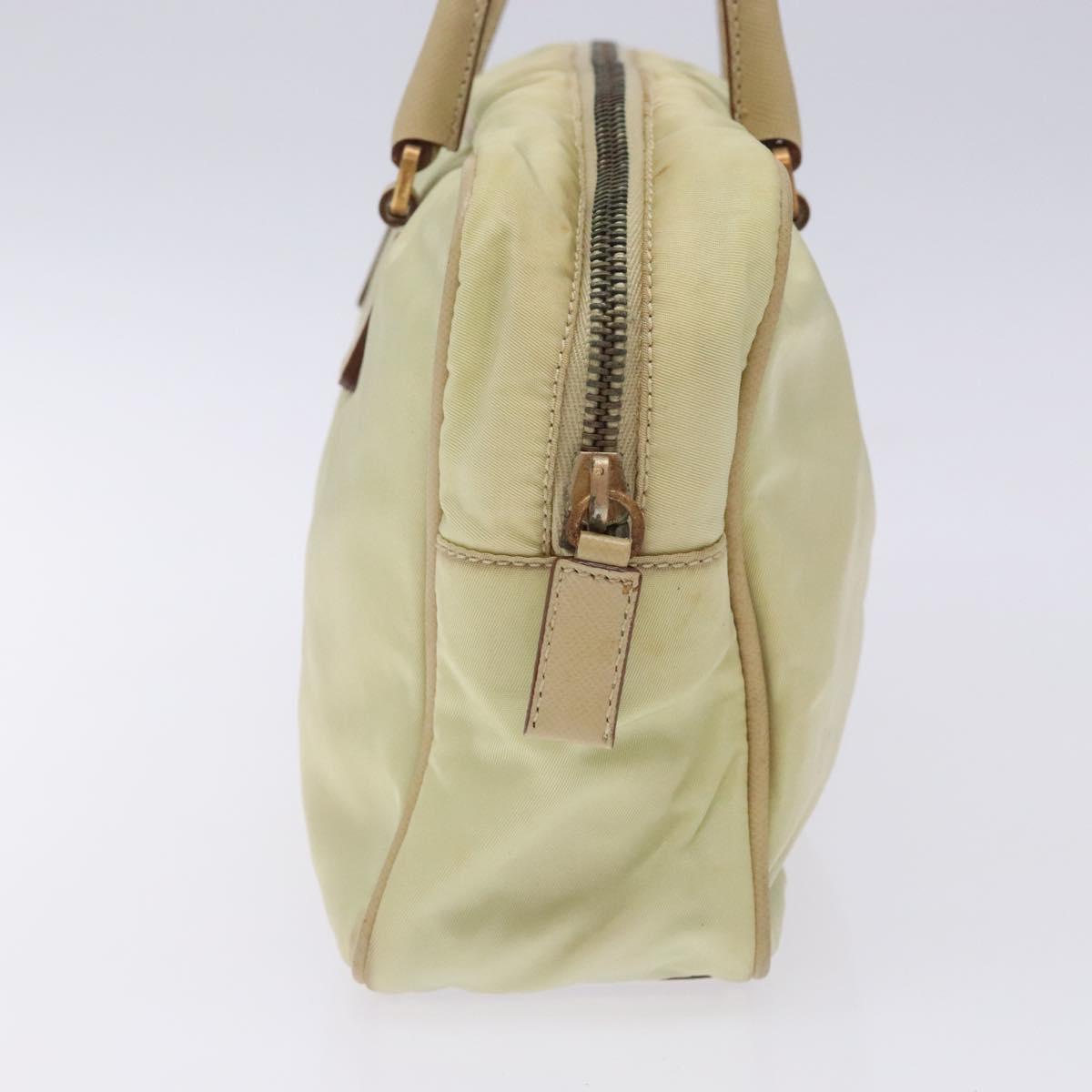PRADA Hand Bag Nylon Beige Gold Auth 132576