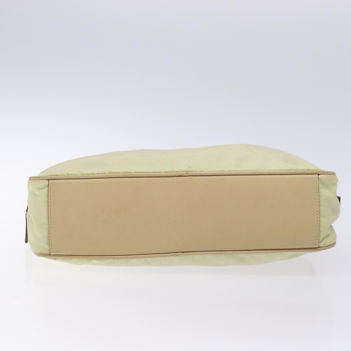 PRADA Hand Bag Nylon Beige Gold Auth 132576