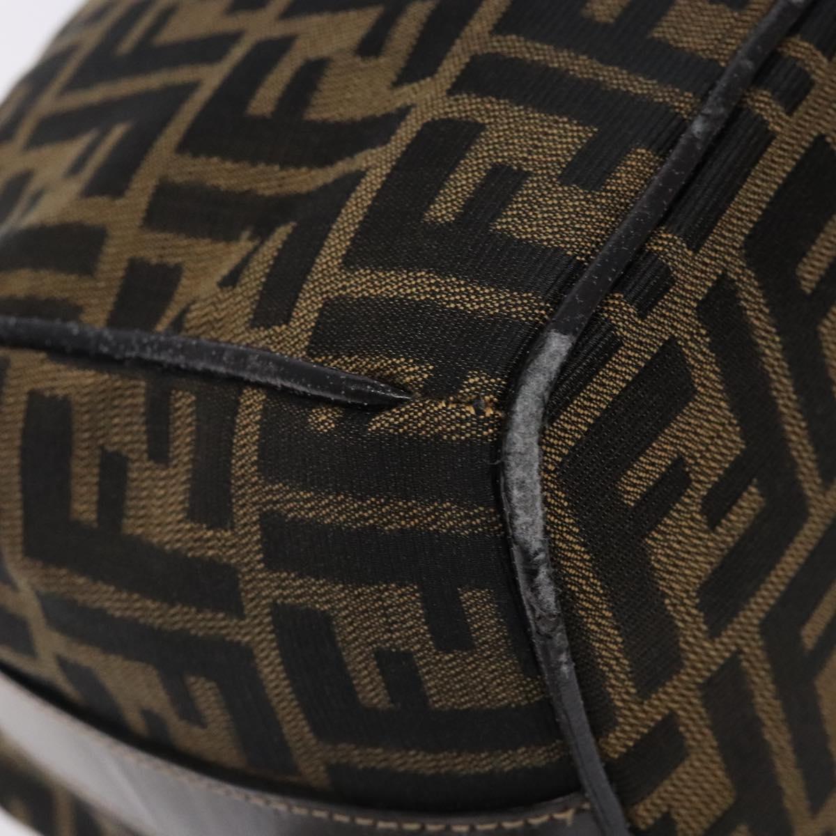 FENDI Zucca Canvas Hand Bag Black Brown Auth 132626