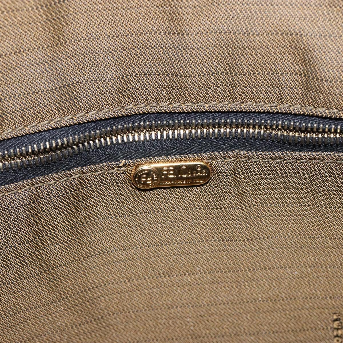 FENDI Zucca Canvas Hand Bag Black Brown Auth 132626