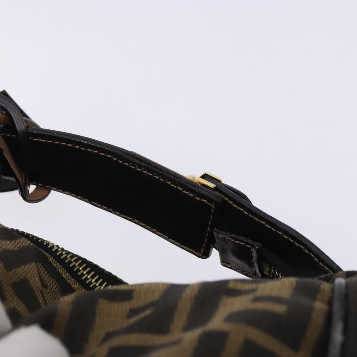 FENDI Zucca Canvas Hand Bag Black Brown Auth 132626