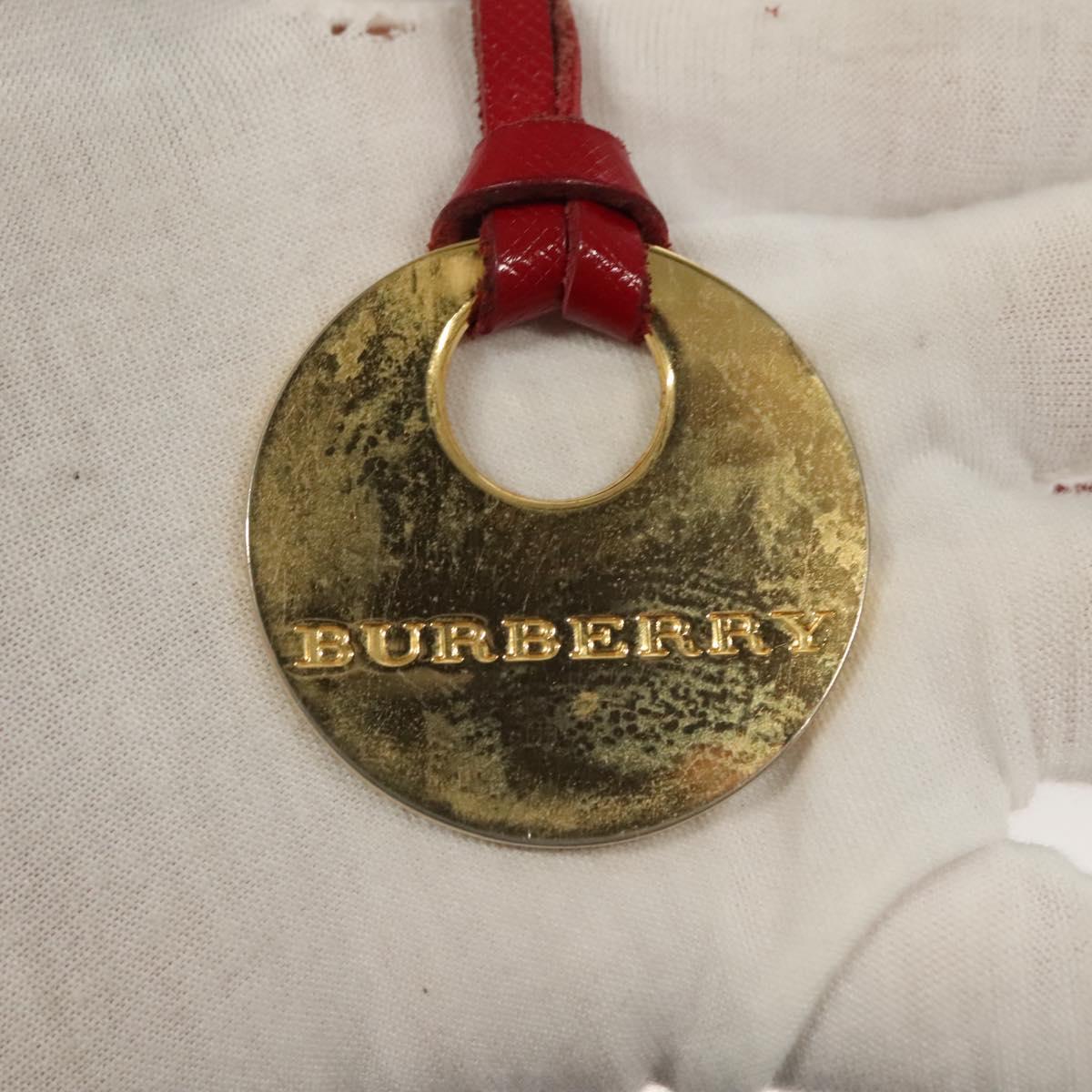 BURBERRY Nova Check Tote Bag Canvas Leather Beige Red gold Auth 132630