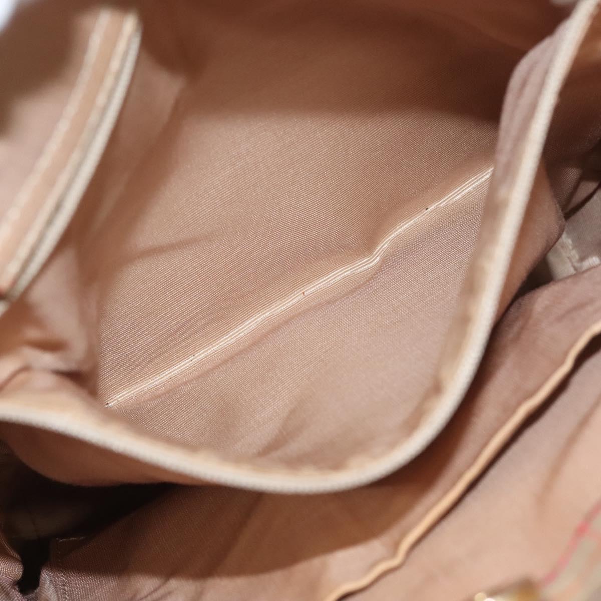 BURBERRY Nova Check Tote Bag Canvas Leather Beige Red gold Auth 132630