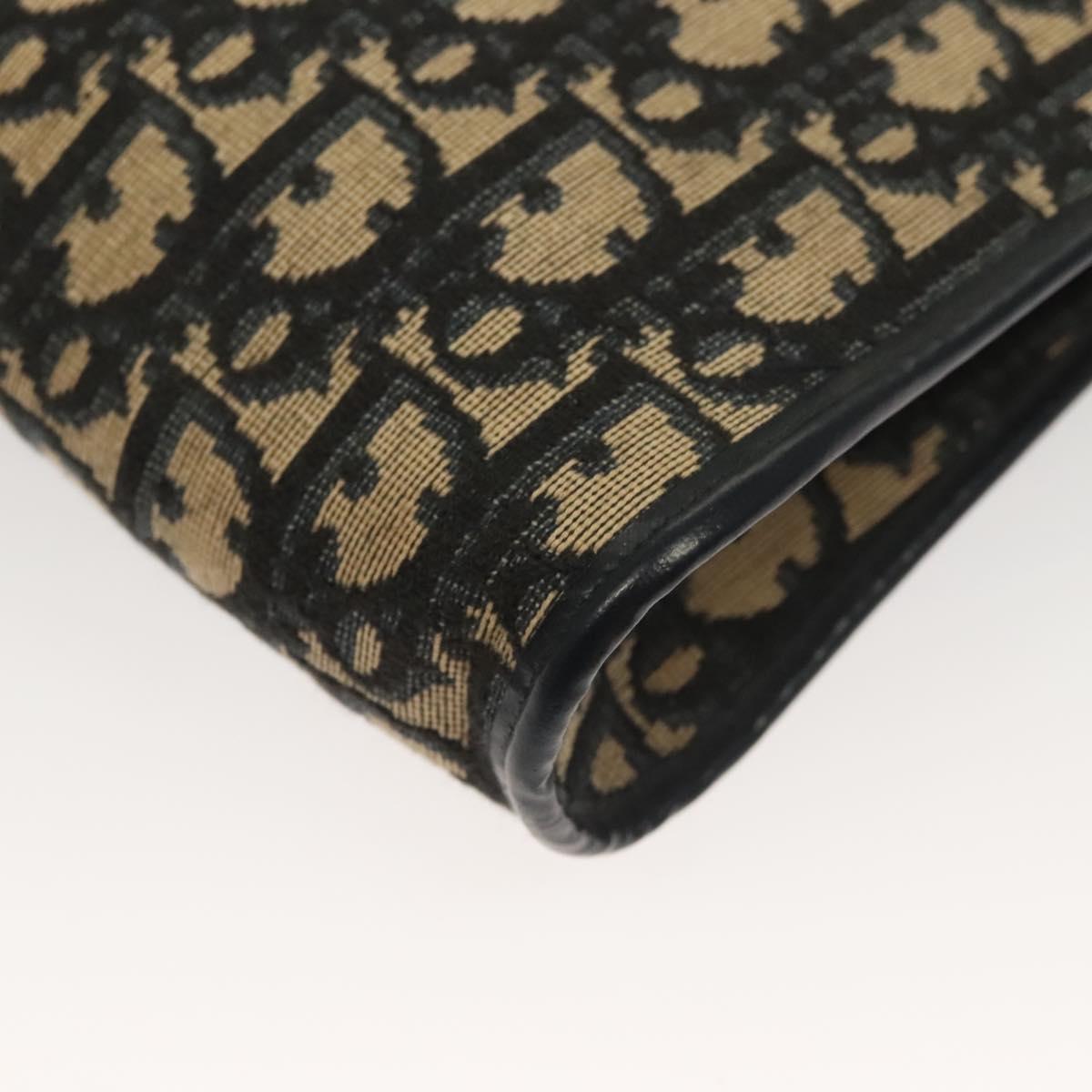 Christian Dior Trotter Canvas Shoulder Bag Navy Gold Auth 132631