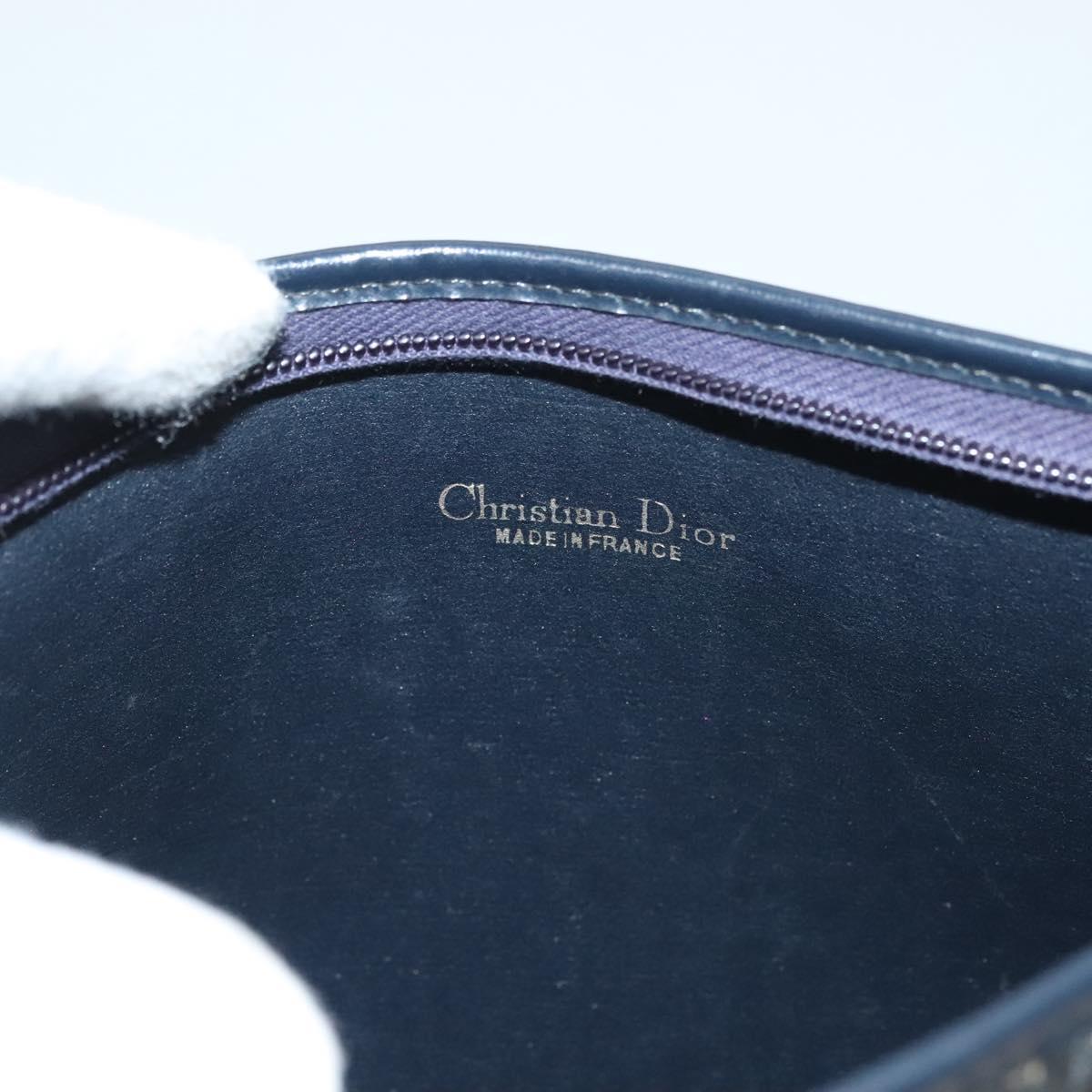 Christian Dior Trotter Canvas Shoulder Bag Navy Gold Auth 132631