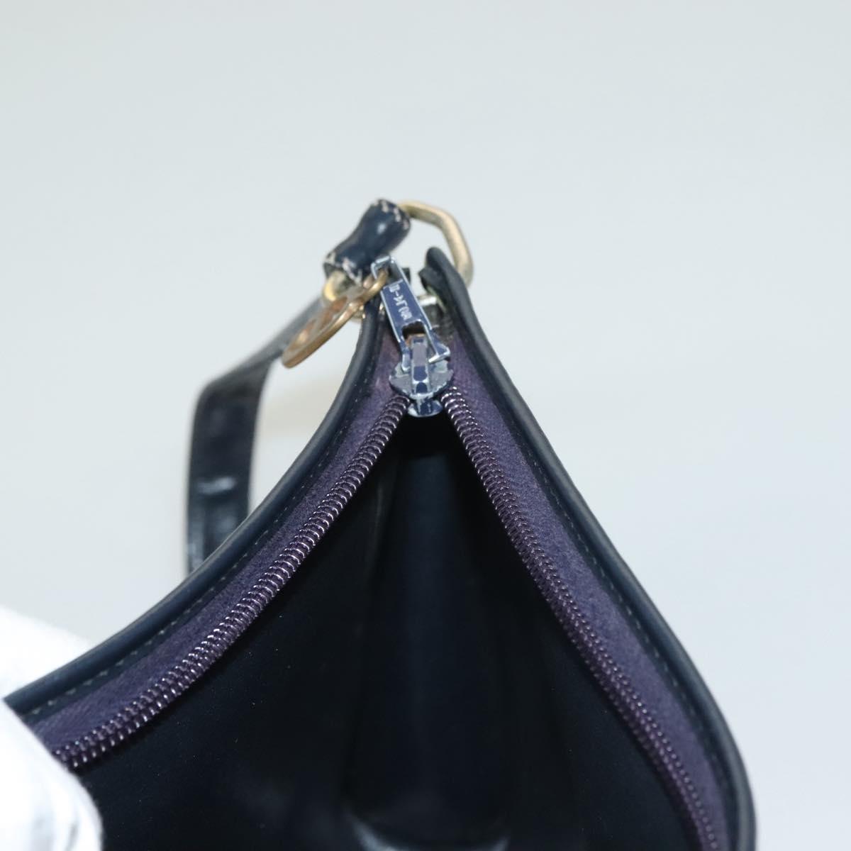 Christian Dior Trotter Canvas Shoulder Bag Navy Gold Auth 132631