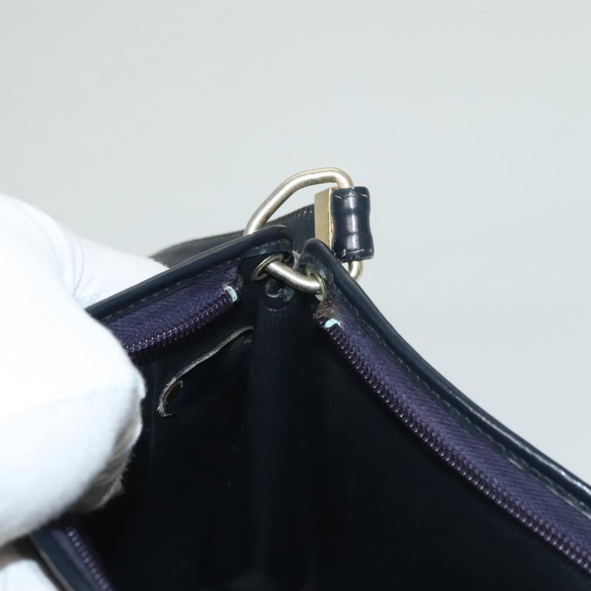 Christian Dior Trotter Canvas Shoulder Bag Navy Gold Auth 132631