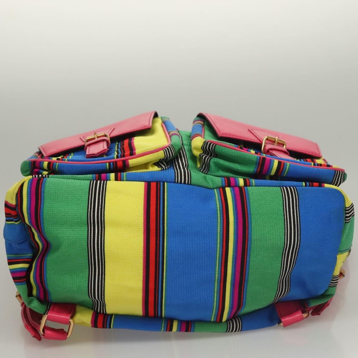 Gianni Versace Backpack Nylon Leather Multicolor Pink gold Auth 132634