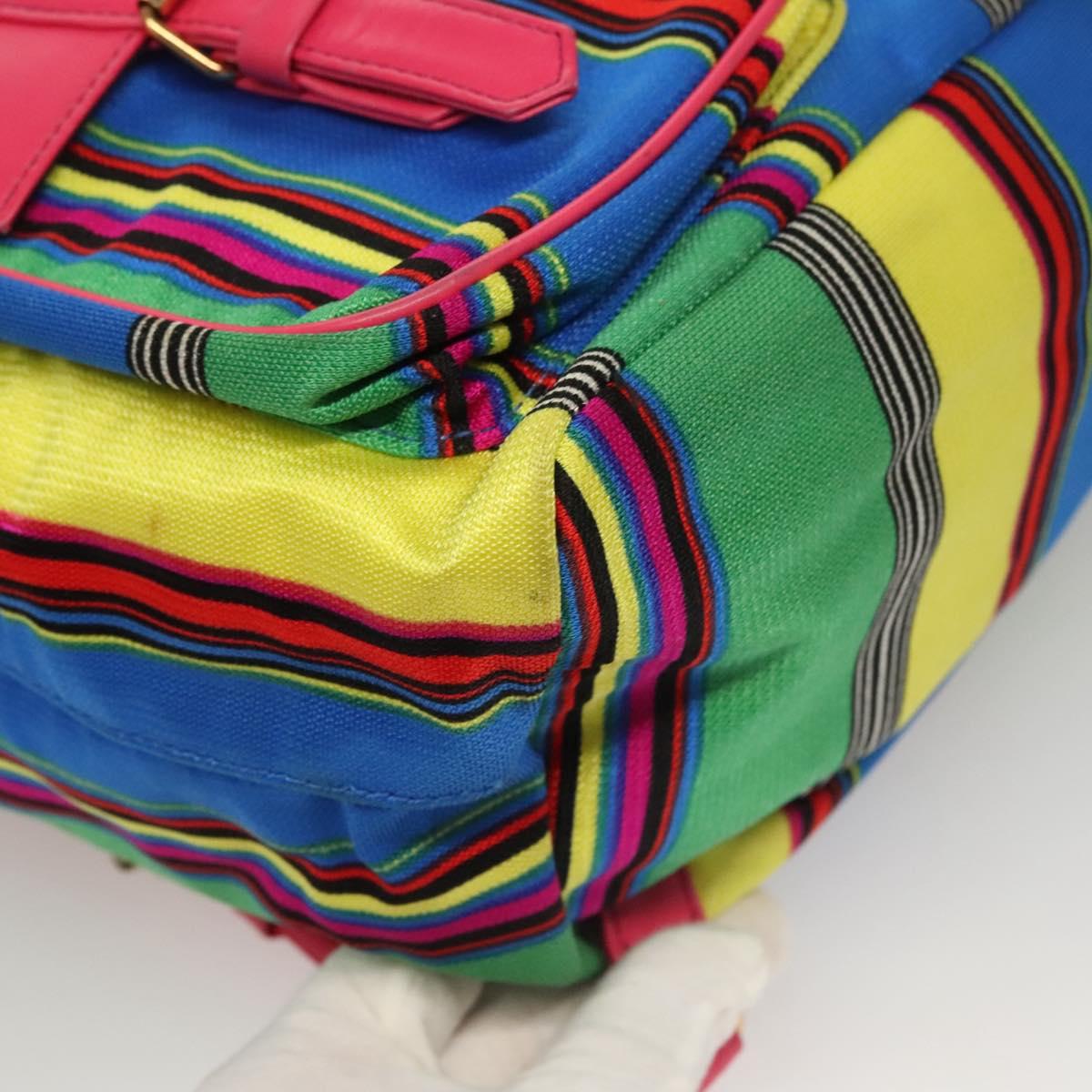 Gianni Versace Backpack Nylon Leather Multicolor Pink gold Auth 132634