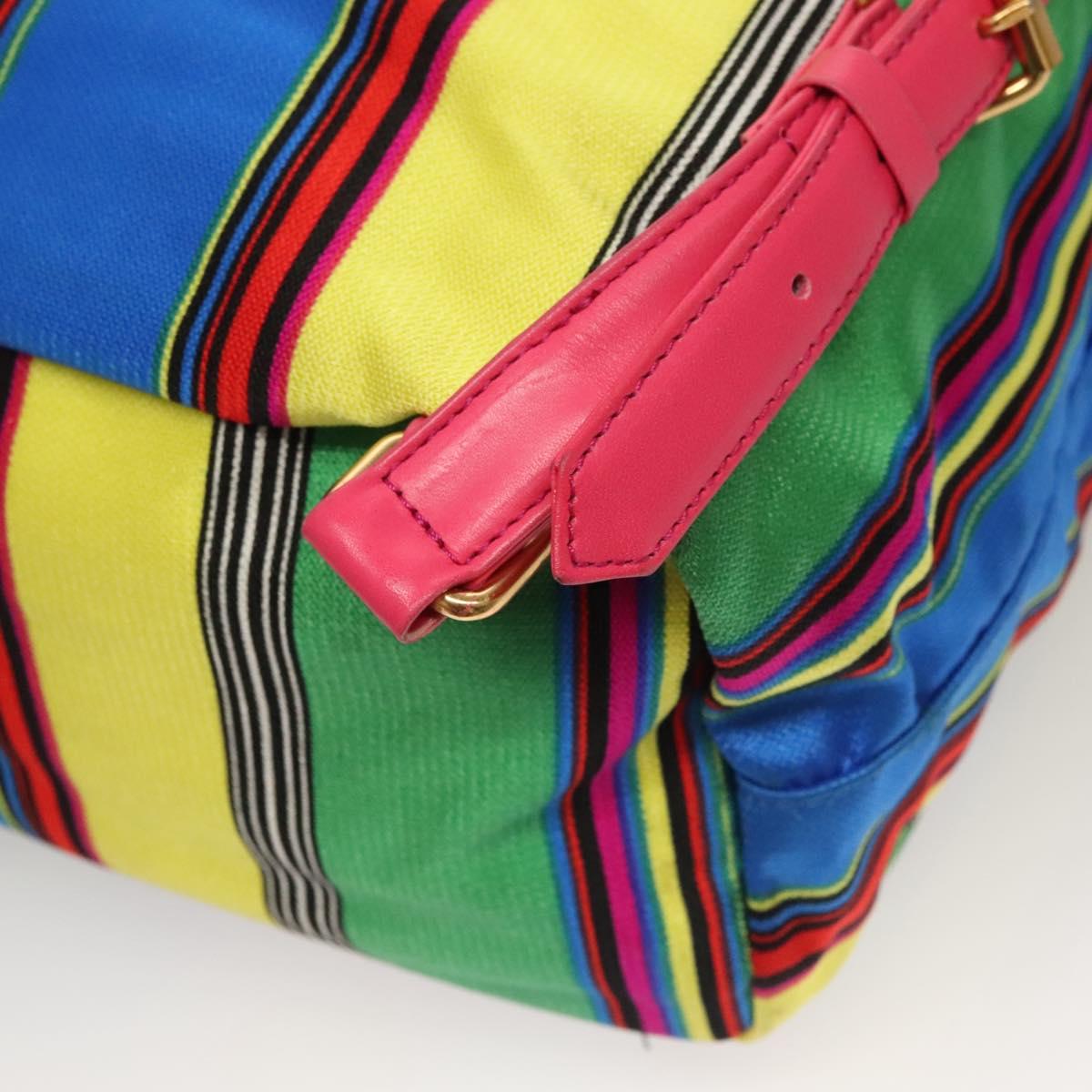 Gianni Versace Backpack Nylon Leather Multicolor Pink gold Auth 132634