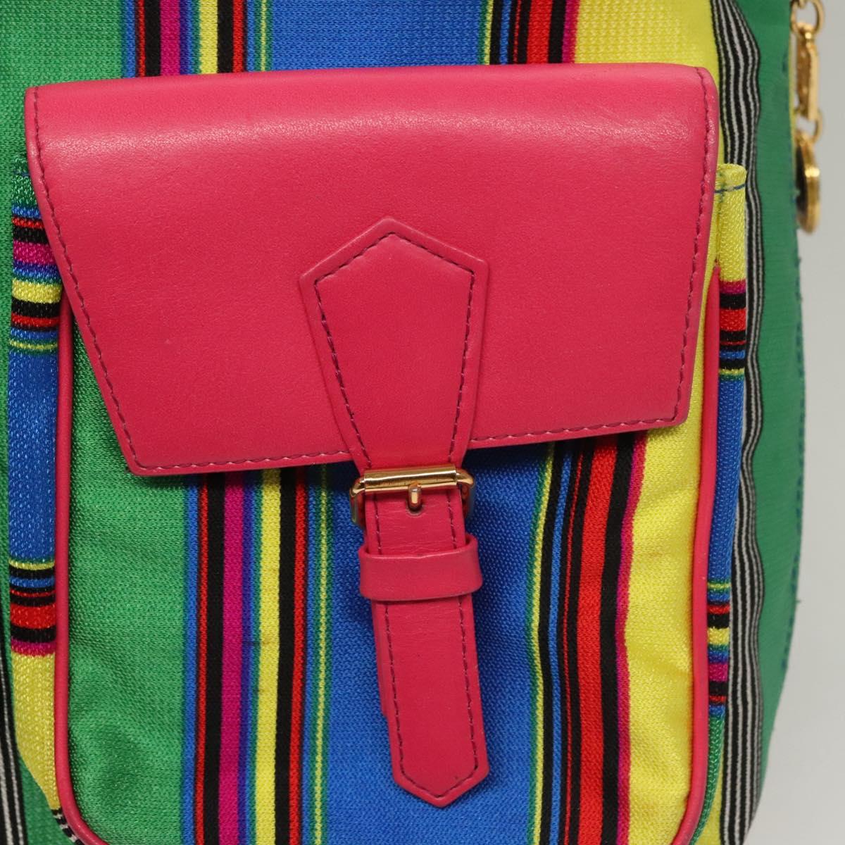 Gianni Versace Backpack Nylon Leather Multicolor Pink gold Auth 132634