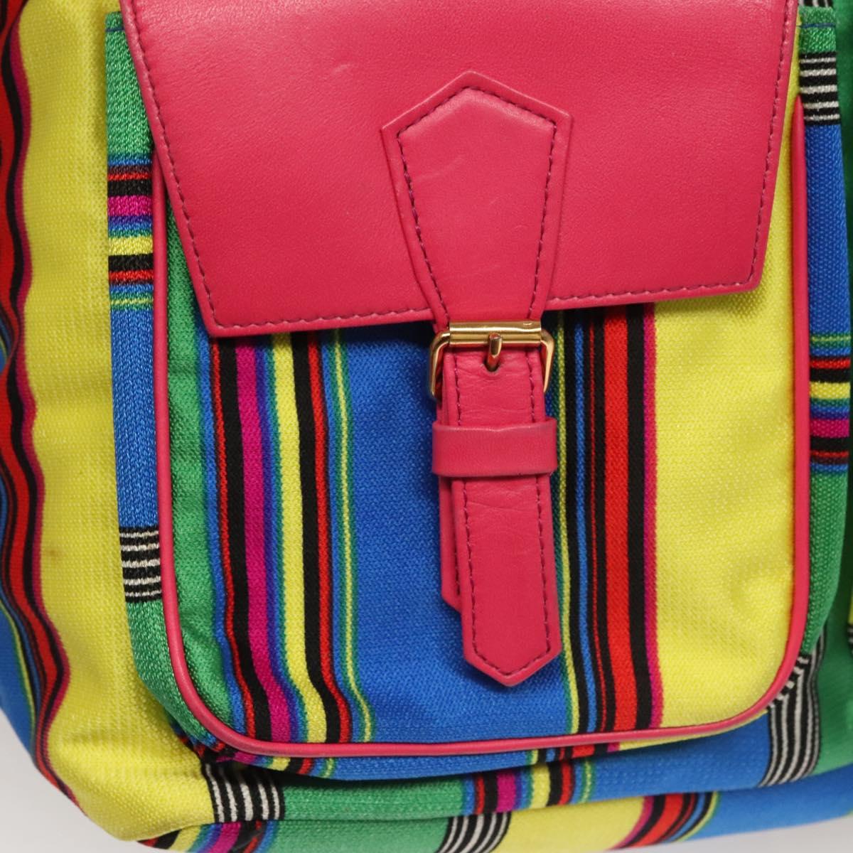 Gianni Versace Backpack Nylon Leather Multicolor Pink gold Auth 132634