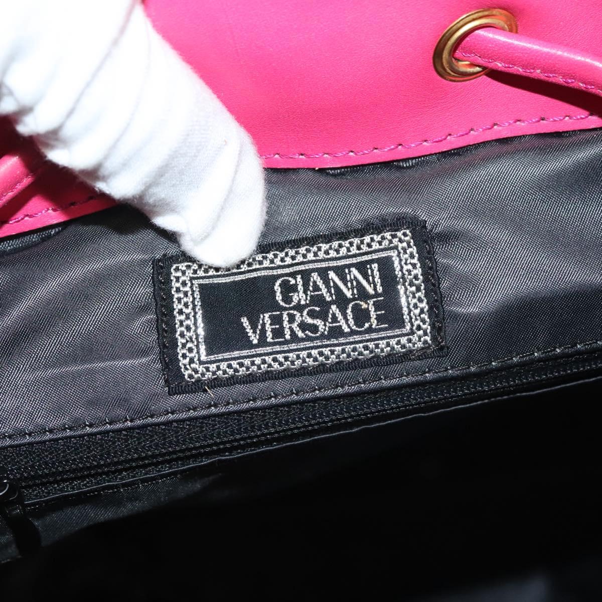 Gianni Versace Backpack Nylon Leather Multicolor Pink gold Auth 132634