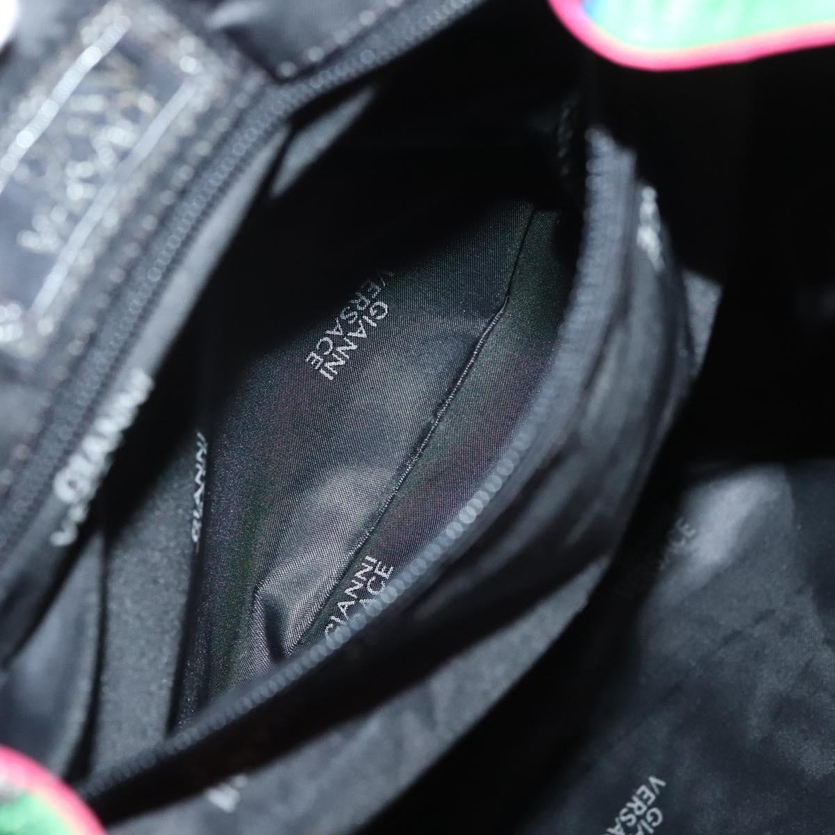 Gianni Versace Backpack Nylon Leather Multicolor Pink gold Auth 132634