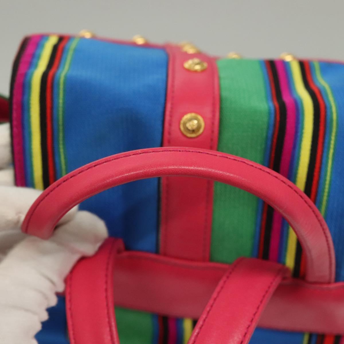 Gianni Versace Backpack Nylon Leather Multicolor Pink gold Auth 132634