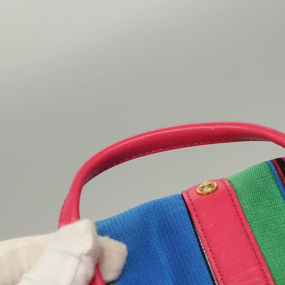 Gianni Versace Backpack Nylon Leather Multicolor Pink gold Auth 132634