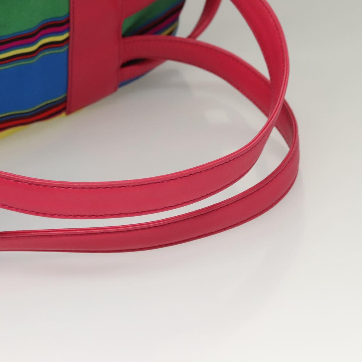 Gianni Versace Backpack Nylon Leather Multicolor Pink gold Auth 132634