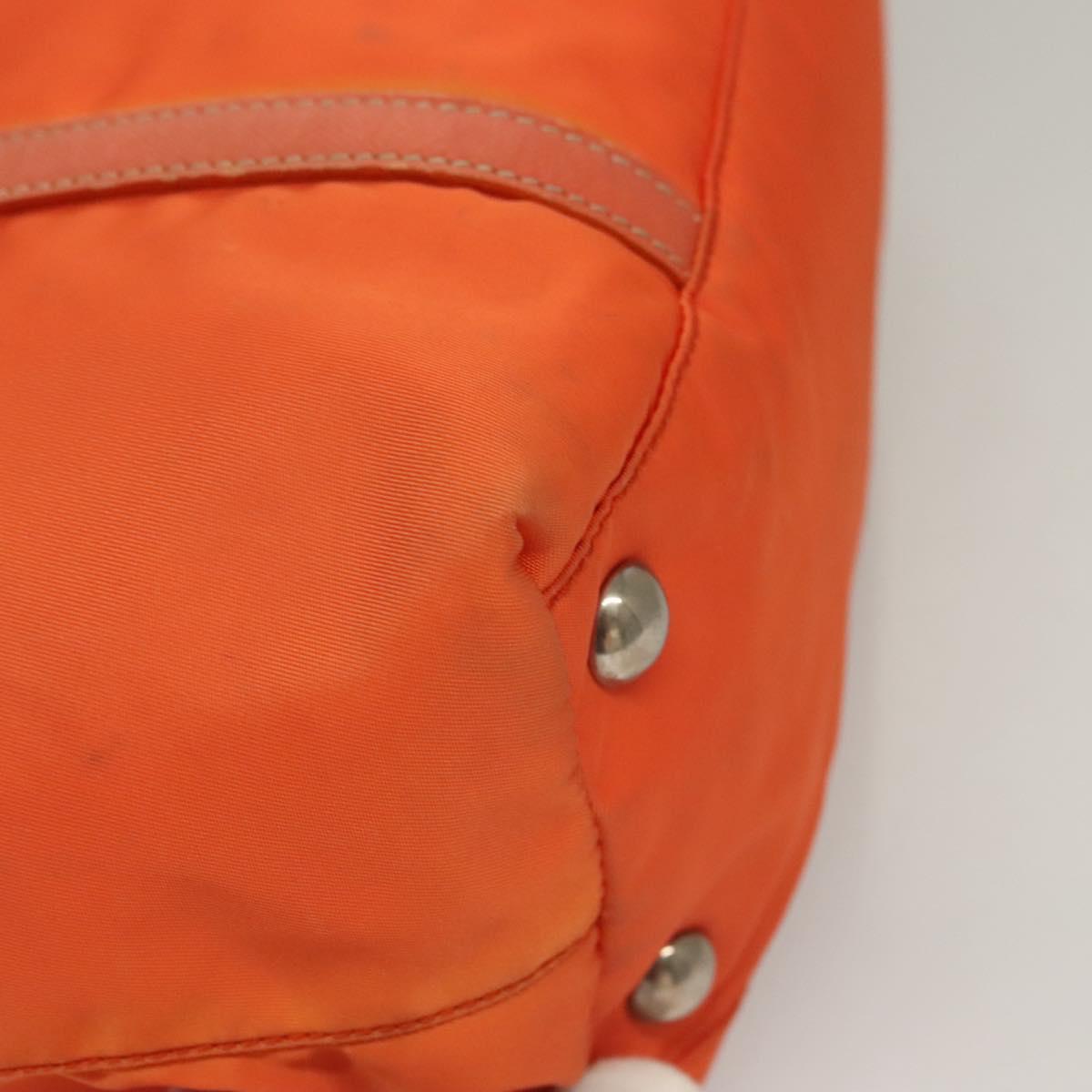 PRADA Tote Bag Nylon Orange Silver Auth 132636