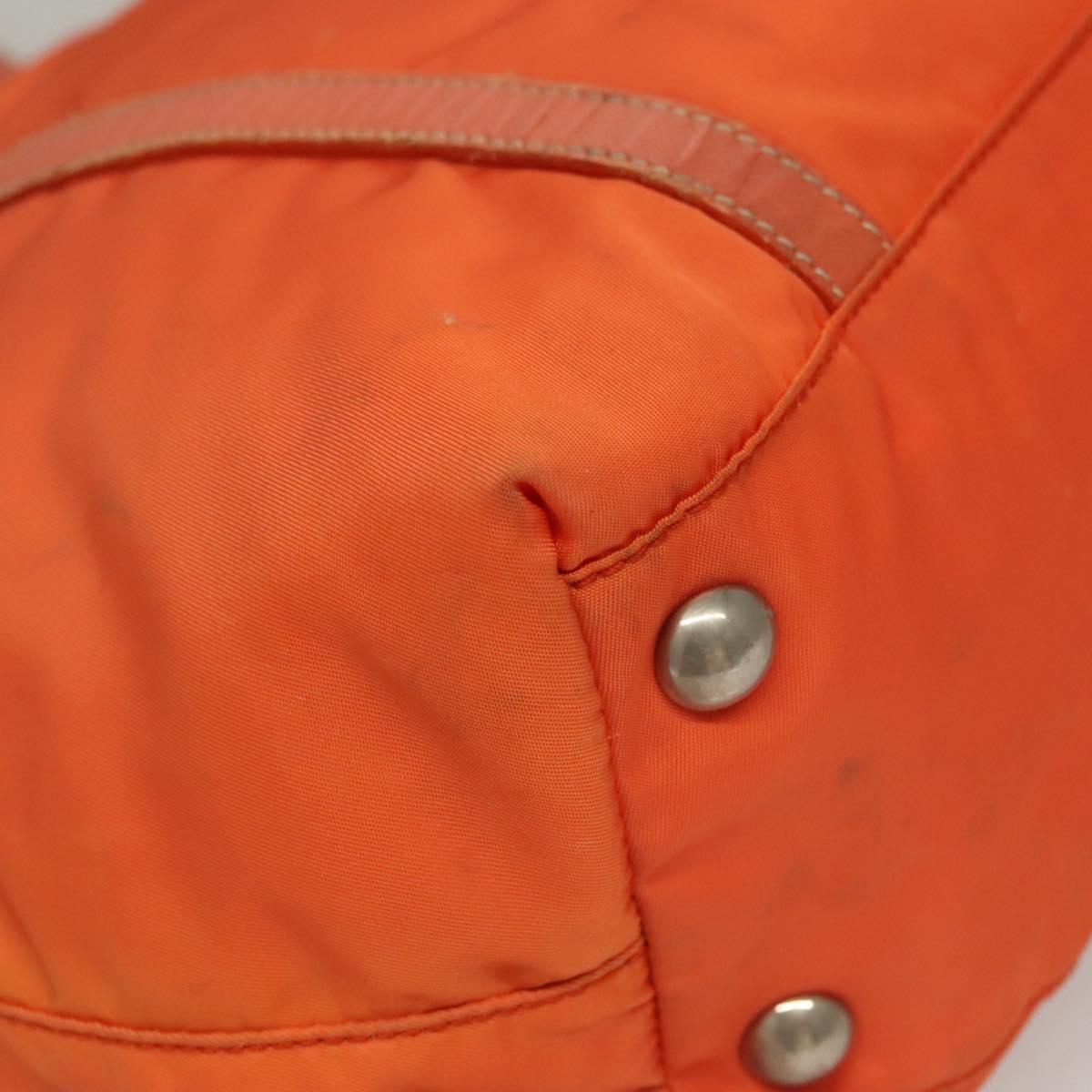 PRADA Tote Bag Nylon Orange Silver Auth 132636
