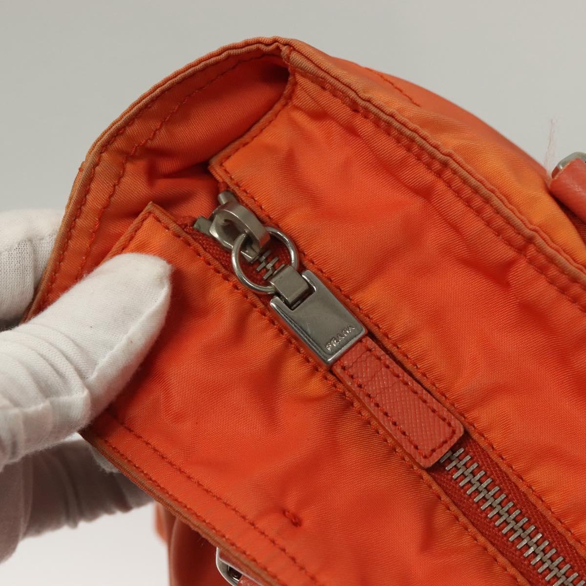 PRADA Tote Bag Nylon Orange Silver Auth 132636