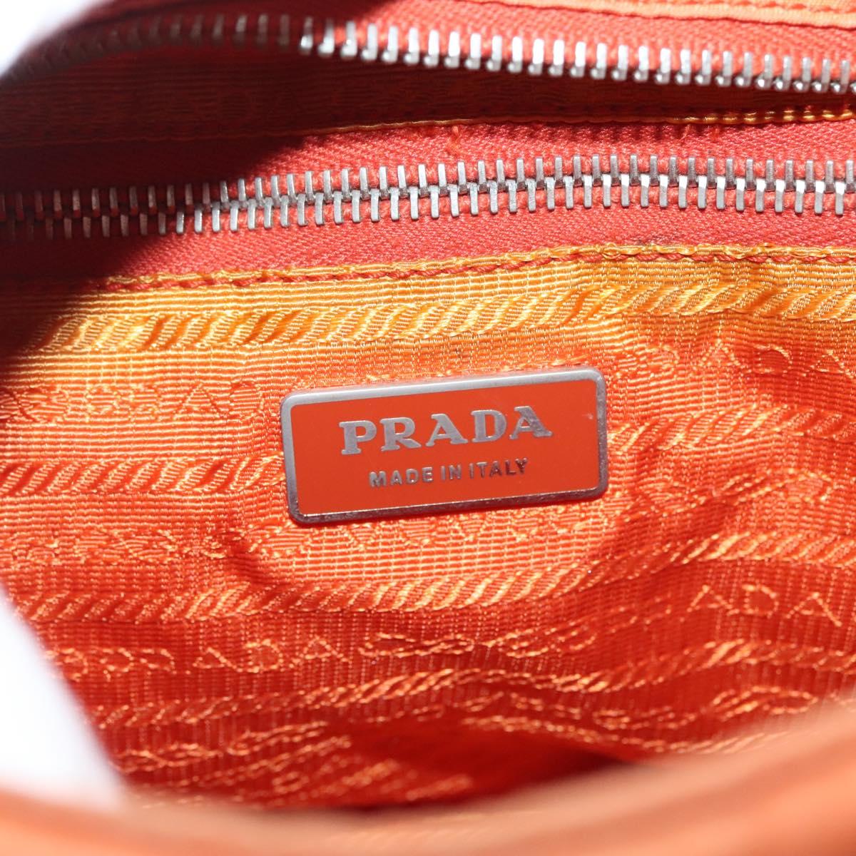 PRADA Tote Bag Nylon Orange Silver Auth 132636
