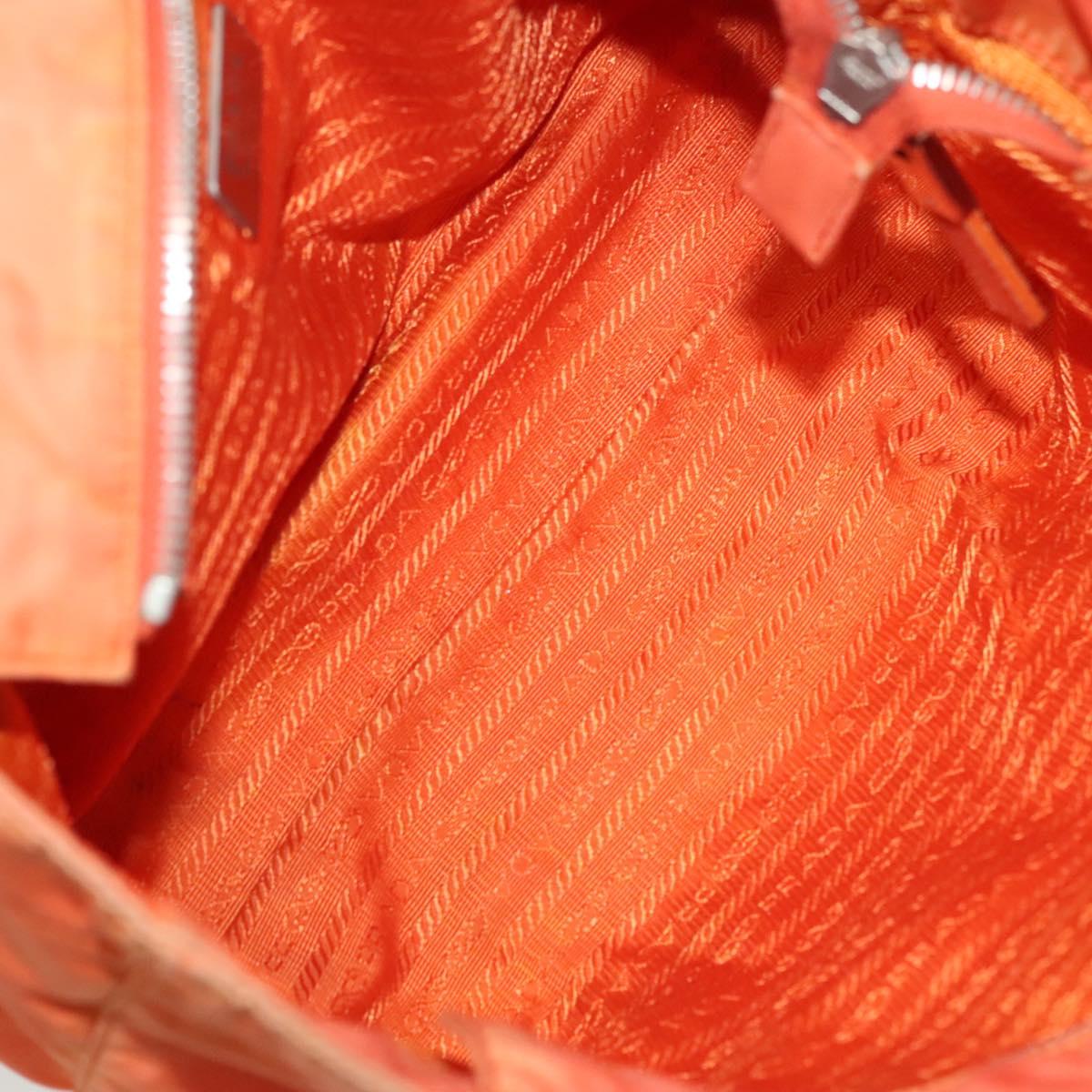 PRADA Tote Bag Nylon Orange Silver Auth 132636