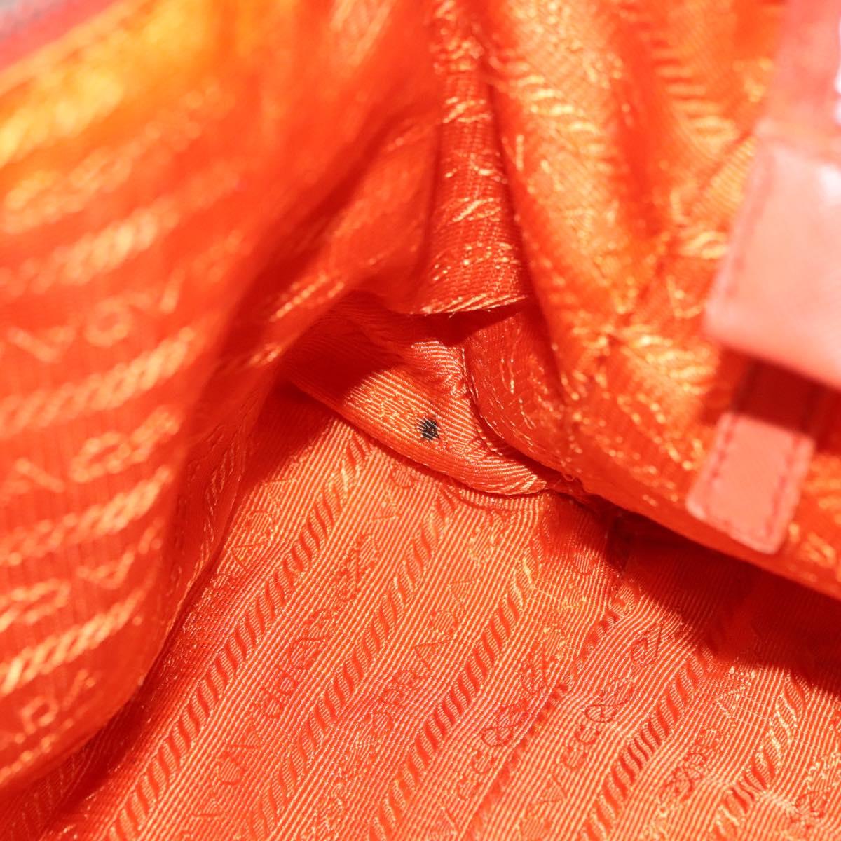PRADA Tote Bag Nylon Orange Silver Auth 132636