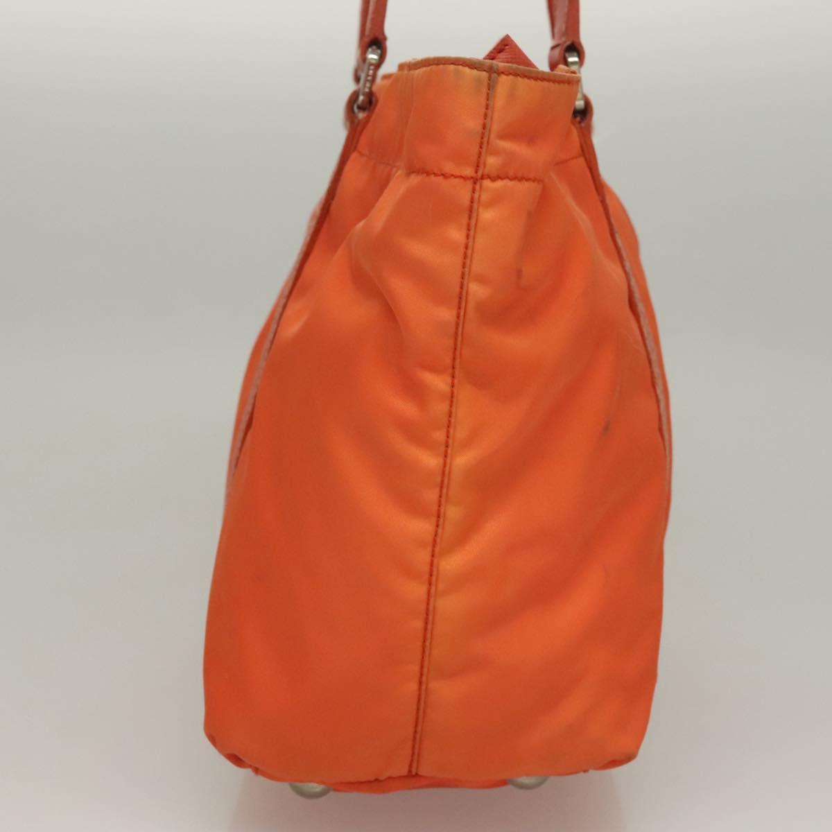 PRADA Tote Bag Nylon Orange Silver Auth 132636