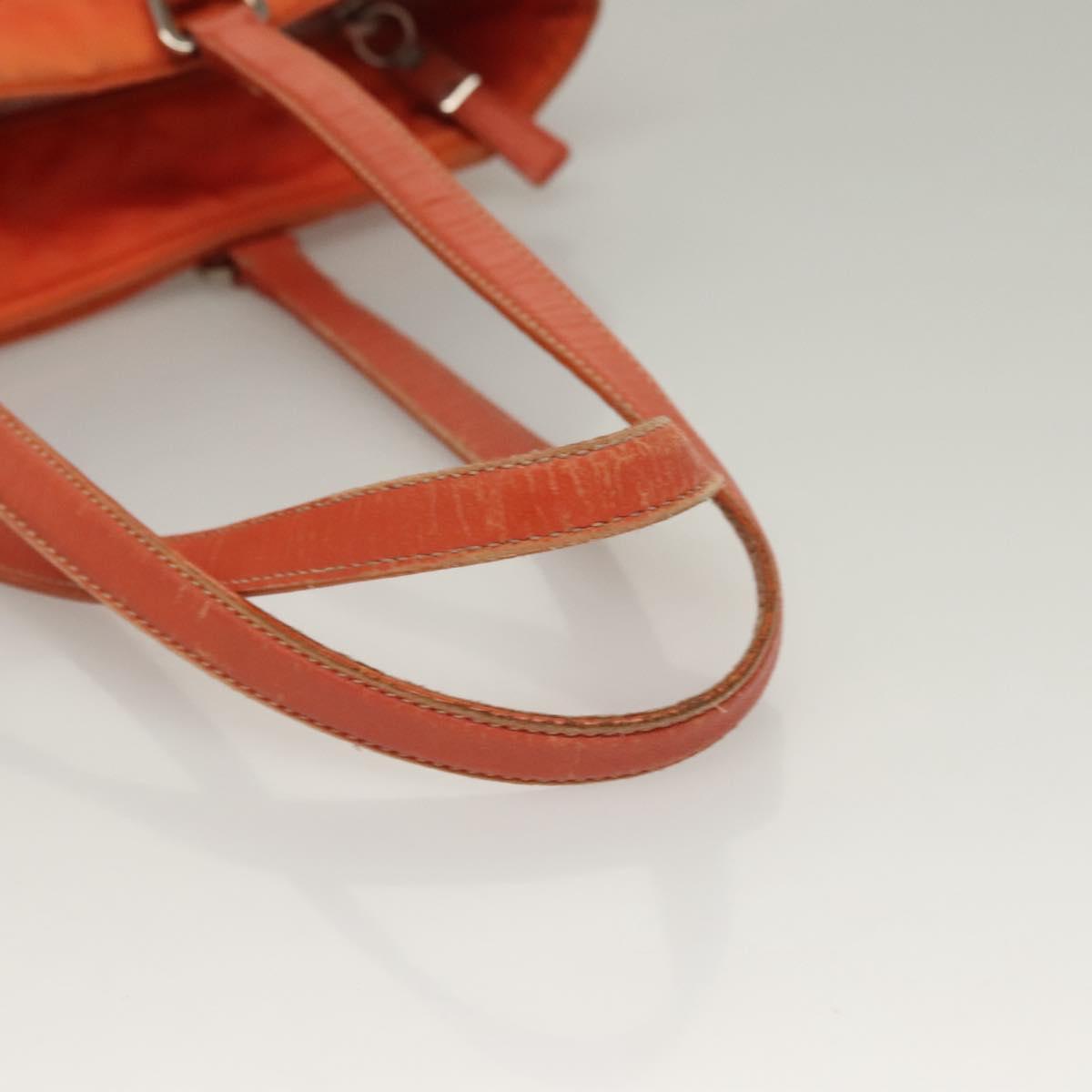 PRADA Tote Bag Nylon Orange Silver Auth 132636