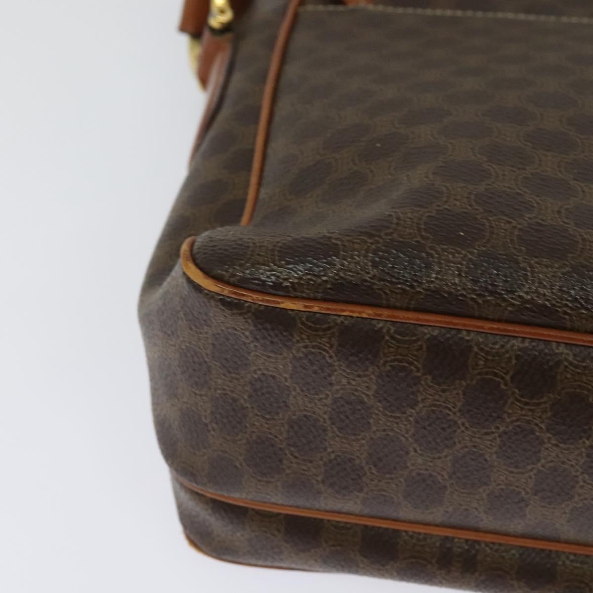CELINE Macadam Canvas Shoulder Bag PVC Leather Brown Gold Auth 132689