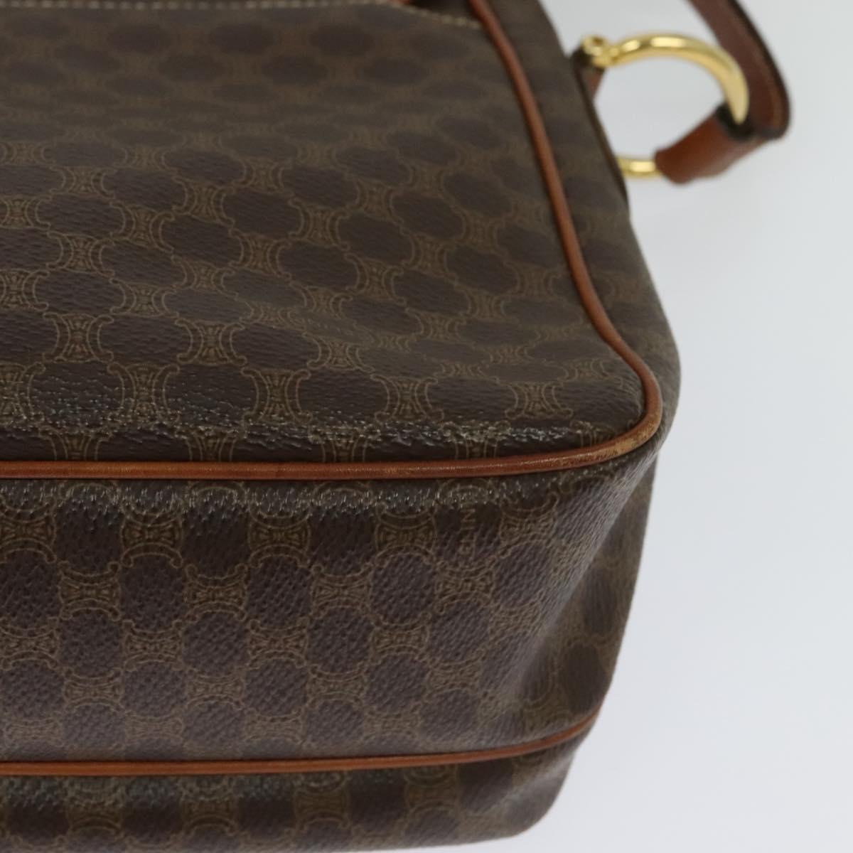 CELINE Macadam Canvas Shoulder Bag PVC Leather Brown Gold Auth 132689