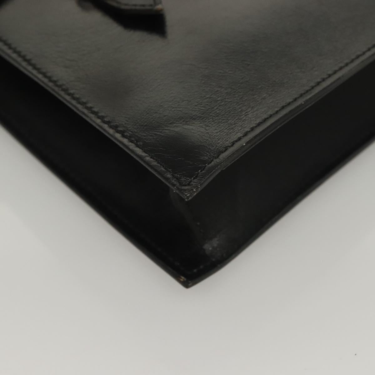 CELINE Hand Bag Leather Black Gold Auth 132690