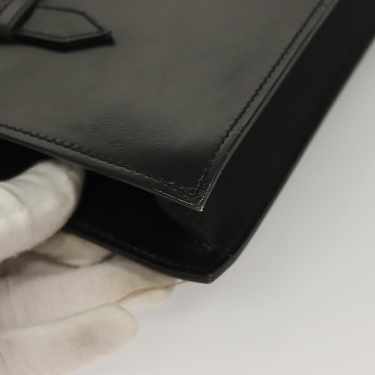 CELINE Hand Bag Leather Black Gold Auth 132690