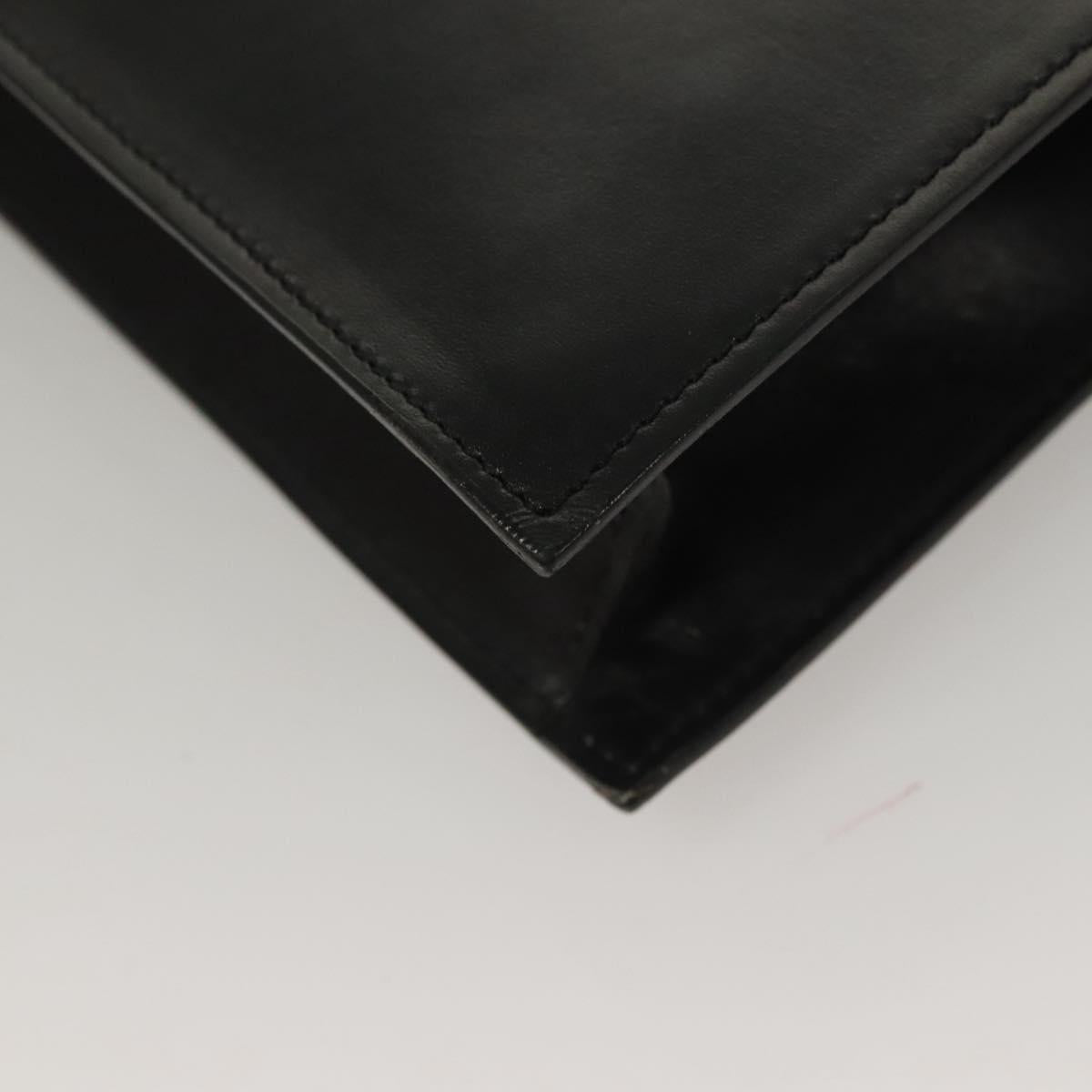 CELINE Hand Bag Leather Black Gold Auth 132690