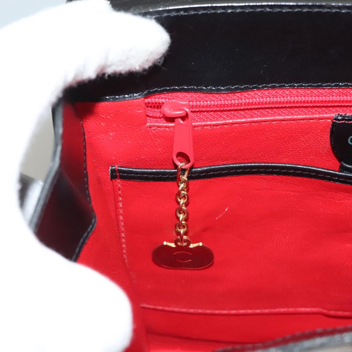 CELINE Hand Bag Leather Black Gold Auth 132690