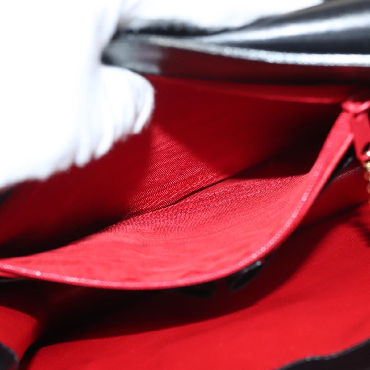 CELINE Hand Bag Leather Black Gold Auth 132690