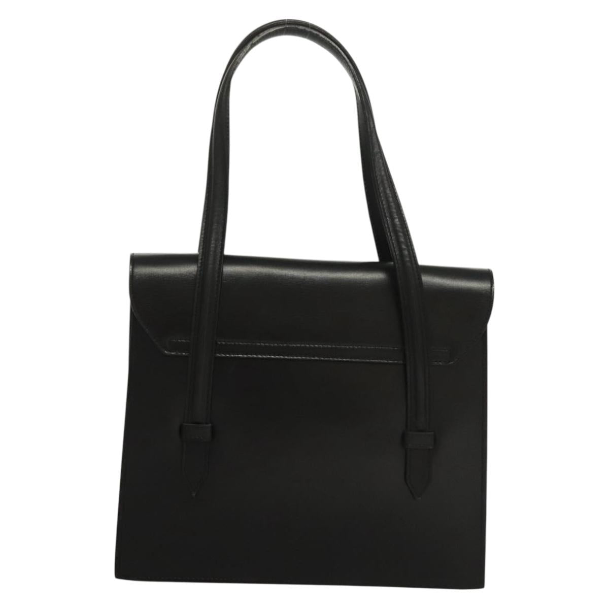 CELINE Hand Bag Leather Black Gold Auth 132690