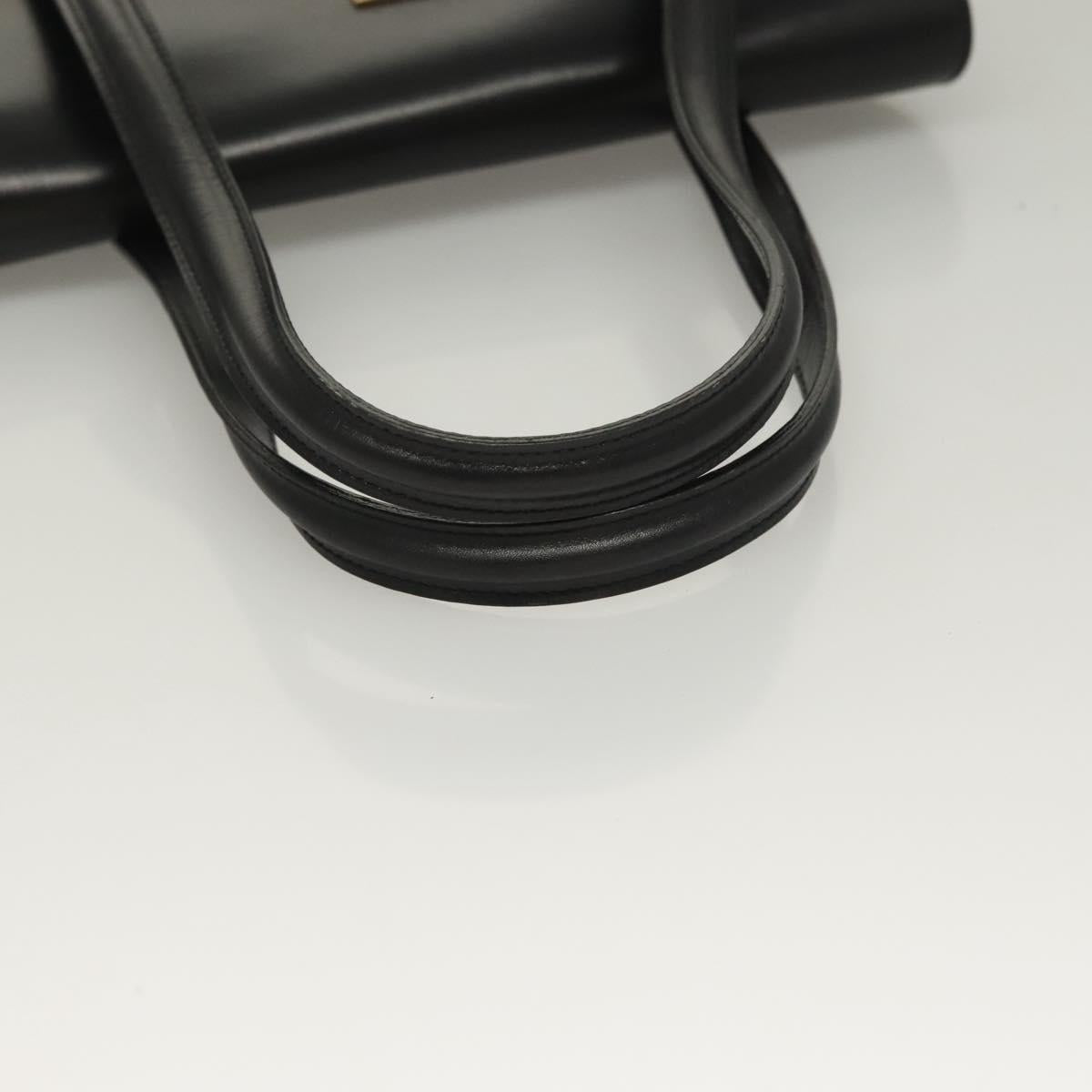 CELINE Hand Bag Leather Black Gold Auth 132690