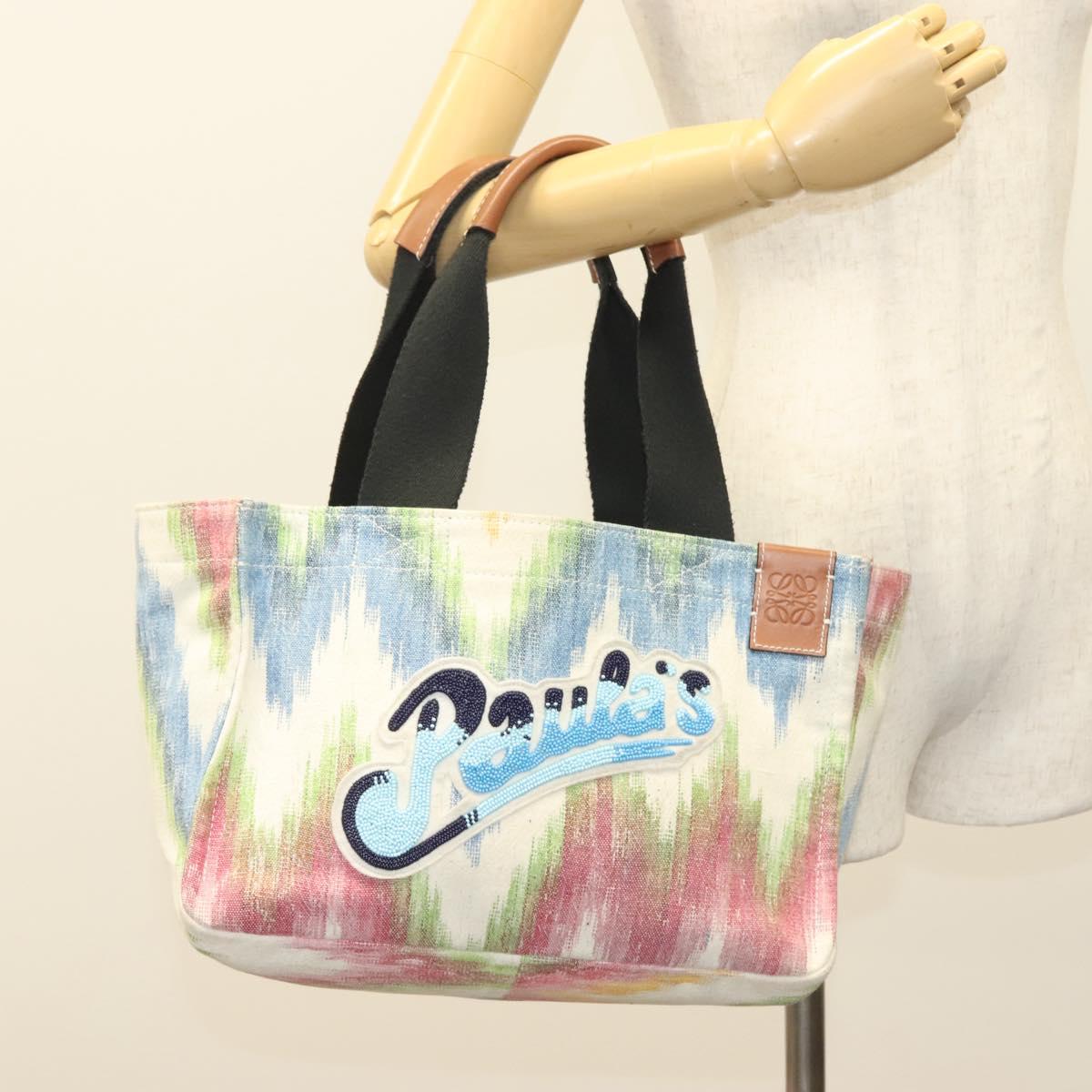 LOEWE Anagram Paula's Ibiza Tote Bag Canvas Multicolor Auth 132697